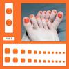 Pé Cor Sólida Laranja Brilhante Unhas Falsas Verão Fresco Laranja Branco Menina Usando Unhas Acabadas