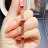 Venta al por mayor de fábrica Popular Pulsera de Rubí Natural con Incrustaciones de Plata S925 Piedra Principal 4*6 Joyería de Lujo Venta Directa de Fábrica