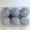 Conjunto de 6 peças de 8CM para festas de fim de ano, enfeites de árvore de Natal, bolas com lantejoulas, multicolorido, feito sob medida em estoque