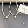 Collar de Perlas de Lujo Ligero para Mujer, Suave y Versátil, Collar de Borla de Cuentas Millet a la Moda, Cadena para Suéter de Bola Cepillada