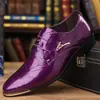 Zapatos de Cuero para Hombre Transfronterizos, Charol Brillante con Grabado de Fisuras, Marca de Moda, Sensación de Alta Gama, Business Casual, Zapatos de Cuero para Boda