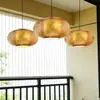 Faroles de Calabaza Verdes de Bambú Tejidos a Mano, Lámparas Colgantes de Arte de Bambú Natural, Luminarias Decorativas para Uso Residencial y Comercial en Varios Tamaños, Venta al por Mayor