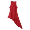Roupas Europeias e Americanas Femininas Transfronteiriças, Moda Popular de Venda Quente no Aliexpress, Vestido Longo Plissado Irregular Sem Mangas com Gola Halter