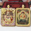 Nuevo Colgante Thangka del Señor Dragón Cinco con un Lado para el Señor Dragón Cinco y un Lado para el Buda Protector, Colgante Thangka Tridimensional de Doble Cara