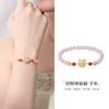 Pulseira Gato da Sorte Cristal Rosa S925 para Mulheres, Pulseira de Cordão com Contas da Fortuna de Ágata Vermelha, Joia Presente, Atacado por Peça