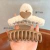 Pinza de pelo de felpa para mujer, para la parte posterior de la cabeza, para otoño e invierno, de gran tamaño, con diseño de tiburón, estilo simple, de oso marrón, para la cabeza