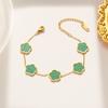Colar Pulseira Brincos Flor de Cinco Folhas de Madrepérola Estilo Luxo Acessível Europeu e Americano para Mulheres Aço Titânio Não Desbota Joias de Alta Qualidade