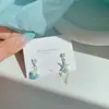 Brincos de Concha Estrela Zircônia para Mulheres Agulha de Prata Design de Nicho de Verão Doce Super Fada Estilo de Férias Brincos Menina