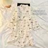 Conjunto de Pijama Robe de Algodão para Estudante Infantil Comprimento Médio Meninas Algodão Puro Manga Longa Primavera Outono Roupão de Banho Meninas Casa