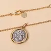 Plata de ley s925 Romana antigua Griega Hércules Hércules moneda antigua collar temperamento senior hacer viejo retro al por mayor