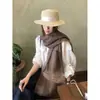 Lenço de seda fino e longo, estilo coreano, fresco e elegante, para mulheres, perfeito para o outono, criando uma vibe literária e inspirada em resort, xale versátil