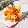 Orquídea Cymbidium Artificial Ramo de 4 Tallos Orquídea Impresa en 3D Racimo Flores Artificiales Flores Falsas Decoración del Hogar Fotografía Decoración de Bodas
