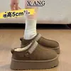 Botas de Nieve de Lana para Mujer, Suela Gruesa, Antideslizantes, Impermeables, Forradas de Felpa, Engrosadas, Zapatos de Algodón Cálidos, Pantuflas de Algodón Cerradas Estilo Birkenstock
