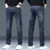 Jeans preto italiano de alta qualidade para homens, nova coleção de primavera, corte slim, perna reta, business casual, calça longa elástica