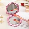 Lujo Ligero Espejo Cosmético Espejo de Maquillaje Plegable de Mano Portátil para Mujeres Espejo Pequeño de Mano con Recubrimiento de Espejo Rosa Galvanizado Venta al por Mayor
