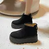 Sapatos Birkenstock com Solado Grosso Aumentadores de Altura 2026 Botas de Moda Tendência Botas de Cano Curto Antiderrapantes Quentes de Algodão Para Pessoas Baixas Bordado de Inverno