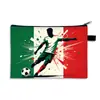 Cartera para monedas grande de temática de fútbol nueva de Temu transfronteriza, bolsa simple cuadrada para almacenamiento de papelería, estuche para lápices de gran capacidad para estudiantes