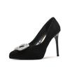 1089C-065 plataforma impermeável camurça strass sapatos de salto alto apontado dedo do pé banquete vestido commuter profissional versátil high-end sentido
