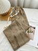 Pantalones de pana tie-dye de pierna ancha para mujer, otoño e invierno, nuevos pantalones sucios, cintura alta adelgazantes, casuales, sueltos, rectos