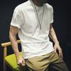 Cor sólida puro algodão manga curta camiseta masculina solta moda marca Ins branco simples meia manga gordo homem gordo plus size all-match camiseta de verão
