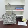 Nova bolsa de ombro casual versátil, bolsa tote de lona com cordão xadrez, bolsa de lona com cordão ajustável, bolsa de grande capacidade para o dia a dia
