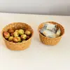 Venda por atacado de fábrica vaso de flor de palha trançada redondo vaso cesta organizador de mesa cesta de armazenamento de cosméticos