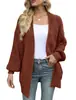 Amazon Comercio Exterior Cárdigan de Punto Grueso con Mangas de Linterna para Mujer 2 Otoño/Invierno 023 Nuevo Estilo Suéter de Punto con Bolsillos Chaqueta para Mujer Moderna