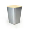 Lata de Hojalata Trapezoidal Transfronteriza con Tapa de Bambú, Caja de Lata Estándar para Té, Caja Creativa de Forma Irregular para Almacenamiento de Dulces y Granos de Café
