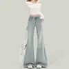 Nuevos Jeans de Pierna Micro Acampanada Lavados Desgastados Estilo Retro Americano para Mujer, Pantalones Largos Adelgazantes