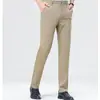 Pantalones Casuales de Negocios para Hombre Estilo Verano, Pierna Recta Ajustada de Seda de Hielo Alta Elasticidad Pantalones de Vestir, Sin Planchar
