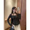 Conjunto de Dos Piezas de Encaje Empalmado con Lunares y Volantes Camisola + Cárdigan Estilo Coreano Suave para Mujer Otoño 2025