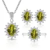 TikTok Sudeste Asiático En Vivo Venta Caliente Anillo de Piedra Preciosa Colgante Pendientes de Temperamento Europeo y Americano Conjunto de Joyería para Mujer