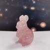 Natural cor-de-rosa cristal coelho jade ornamentos desenhos animados coelho cristal escultura gema Jade artesanato caseiro