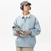 Casal solto cor de contraste estilo Hong Kong casaco primavera nova jaqueta de lapela retrô japonesa manga masculina casual à prova de vento