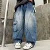 Nuevos jeans de otoño para niños grandes, ropa infantil, pantalones vaqueros de trabajo elegantes y modernos para niños y adolescentes