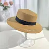 Sombrero de Paja de Verano con Lazo al por Mayor para Mujer, Malla, Ala Ancha, Ondulado, Sombrilla, Protección Solar, Vacaciones en la Costa, Viaje, Sombrero de Sol