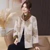 Novos Tops de Inverno Estilo Chinês para Mulheres de Meia-Idade e Idosas, Peça Única de Pele Sintética com Veludo e Fivela de Disco Espessada, Jaquetas para Mãe
