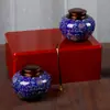 Yuerui Latas de Té Esmaltadas Cajas de Regalo Almacenamiento de Materiales Medicinales de Alta Gama Sello Pequeño Altar Cerámico Botella de Té Grande Vacía