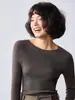 Suéter de manga larga, de lana pura, a rayas, cuello redondo, de alta calidad, con efecto adelgazante, versátil para otoño e invierno, y que irradia un estilo elegante