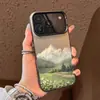 Adequado para Capa de Celular Apple 17Promax, Nova Capa de Ar Ultra-Fina Iphone17 Pintura a Óleo Montanha Nevada Simples 17Pro
