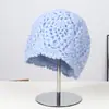Ropa Interior de Otoño e Invierno Color Sólido Simple Doble Capa Hecho a Mano Crochet Sombrero de Punto Cálido Sombrero de Lana Elegante Literario para Exteriores