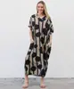 Vestido Largo Estampado de Cuello en V Estilo Bohemio Nuevo 2026, Cubre-traje Holgado Protector Solar, Vestido para Vacaciones en la Playa