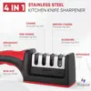 Afiladores de Cuchillos para Cuchillos de Cocina Acero Inoxidable 4 en 1 Afilador de Cuchillos de Cocina Kit de Afilado de Cuchillos Ergonómico y Fácil de Usar con Ranuras de Afilado de 4 Etapas
