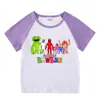 2023 Novas roupas infantis, camiseta de manga curta para crianças, verão, meninos e meninas, camisa de base raglan, camiseta de meia manga para bebês, top infantil