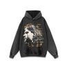 American Street Rock Retro Impresso Vintage Pesado Lavado Velho Suéter de Gola Redonda Moda Pequeno Colarinho Outono