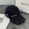 Gorra de Béisbol Desgastada Rota para Mujer ins Trendy Bordada con Letras Gorra Protectora Solar Primavera y Otoño Sombrero de Sol Urbano para Hombre