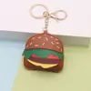 Llavero de cuero de moda de hamburguesa y papas fritas, accesorio de bolso de alta gama, llavero lindo y versátil, regalo pequeño