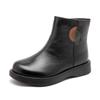 [Liquidação] Botas de Couro Genuíno Integral de Couro Bovino com Lã, Botas Curtas Integradas de Couro e Pelo para Mulheres, Engrossadas para Aquecimento de Inverno