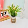 Nuevo Florero de Lino Flor de Crisantemo Roto Pequeño Decoración de Restaurante Hotel Planta Simulada Planta Pequeña en Maceta Colocación en Casa Planta Verde Bonsái