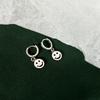 S925 Prata Elegante Smiley Face Ear Buckle Japonês e Coreano Criativo Hip Hop Brincos Brincos Orelha Nicho Vintage Ear Studs Moda Jóias